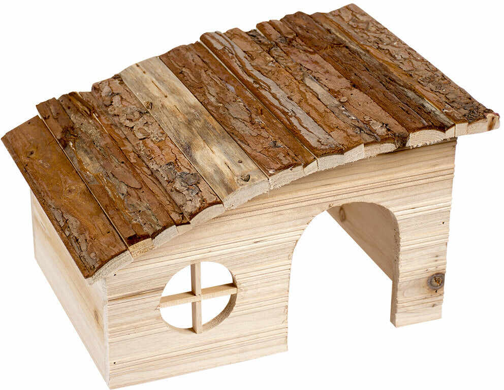 DUVO+ Căsuţă pentru rozătoare, acoperiş înclinat, lemn, 31x23x18cm