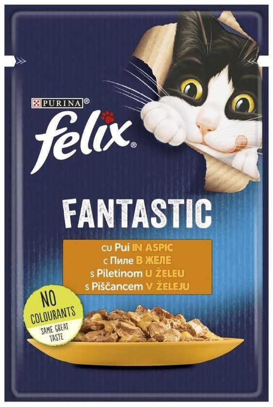 FELIX Fantastic Plic hrană umedă pentru pisici, cu Pui 85g