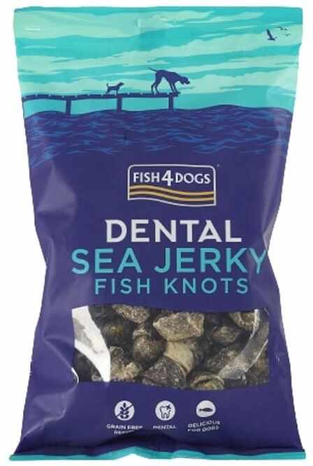 FISH4DOGS Dental Sea Recompensă pentru câini, nod din piele de peşte alb 100g