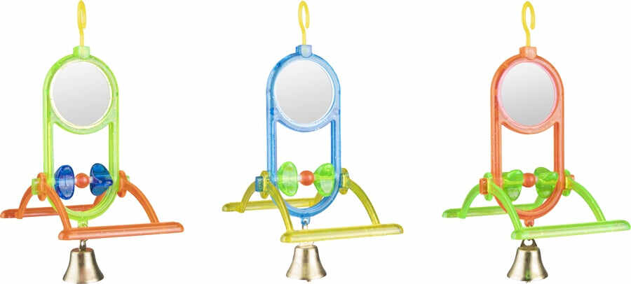 FLAMINGO Jucărie cu oglindă şi clopoţel pentru peruşi, 12x7x16,5cm