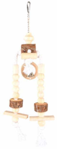 FLAMINGO Jucărie din lemn pentru colivie nimfă Appi, cu clopoţel 40cm