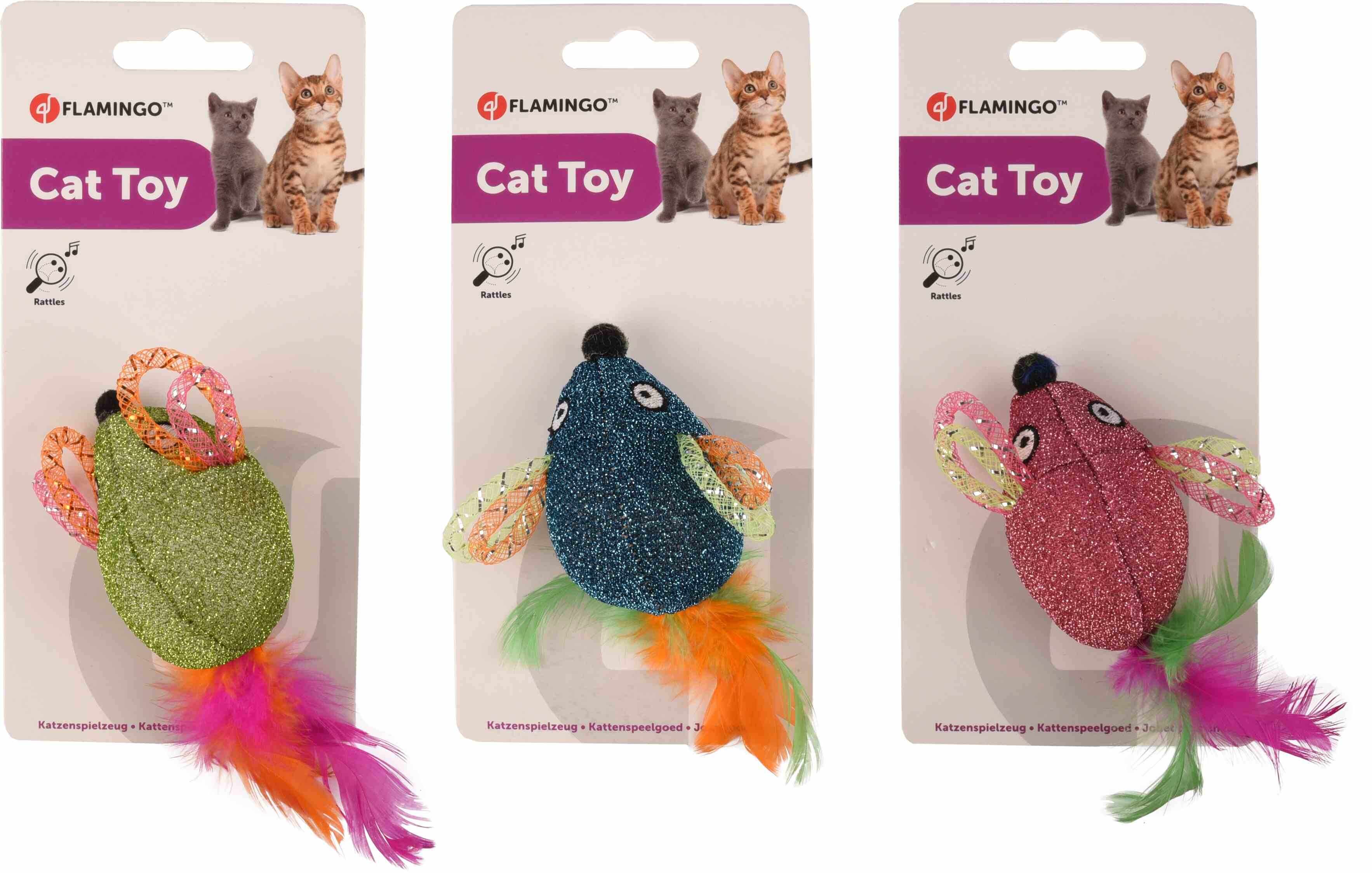FLAMINGO Jucărie pentru pisici Şoricel, 15cm, diverse culori