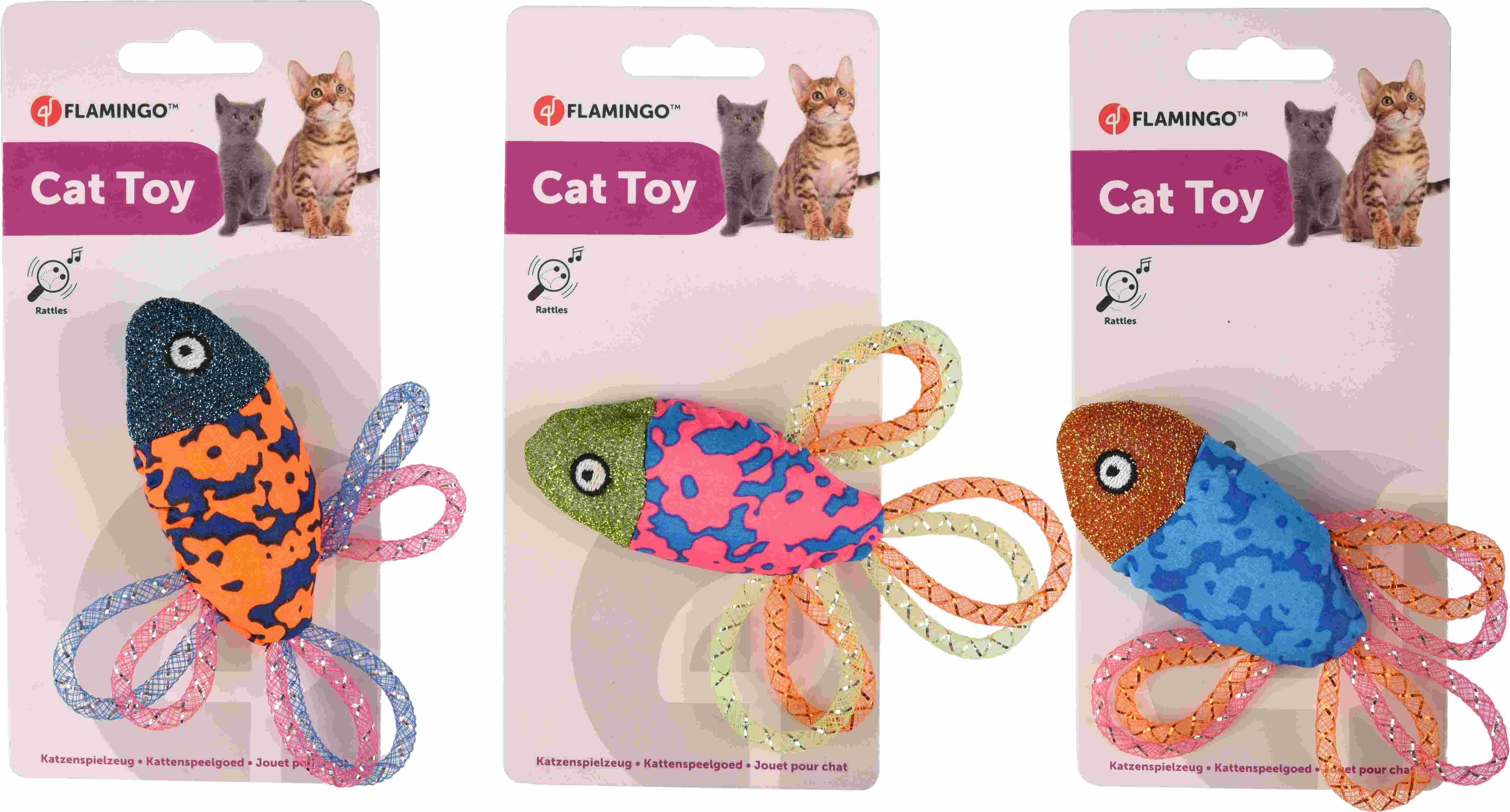 FLAMINGO Jucărie pentru pisici Peşte, 12,5cm, diverse culori