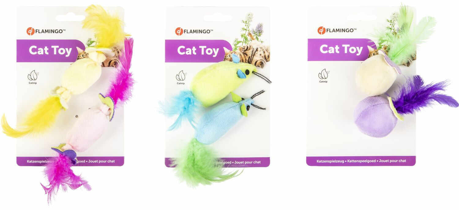 FLAMINGO Jucărie pt pisici Kitty Kidz First Toy, Jucărie cu pene, 10cm