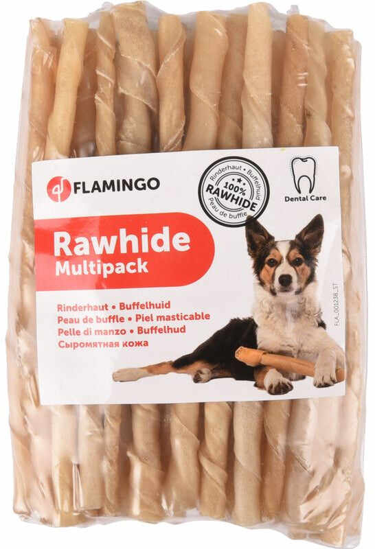 FLAMINGO Rawhide Batoane răsucite pentru mestecat 50 bucăţi 190-200g, 12,5 cm