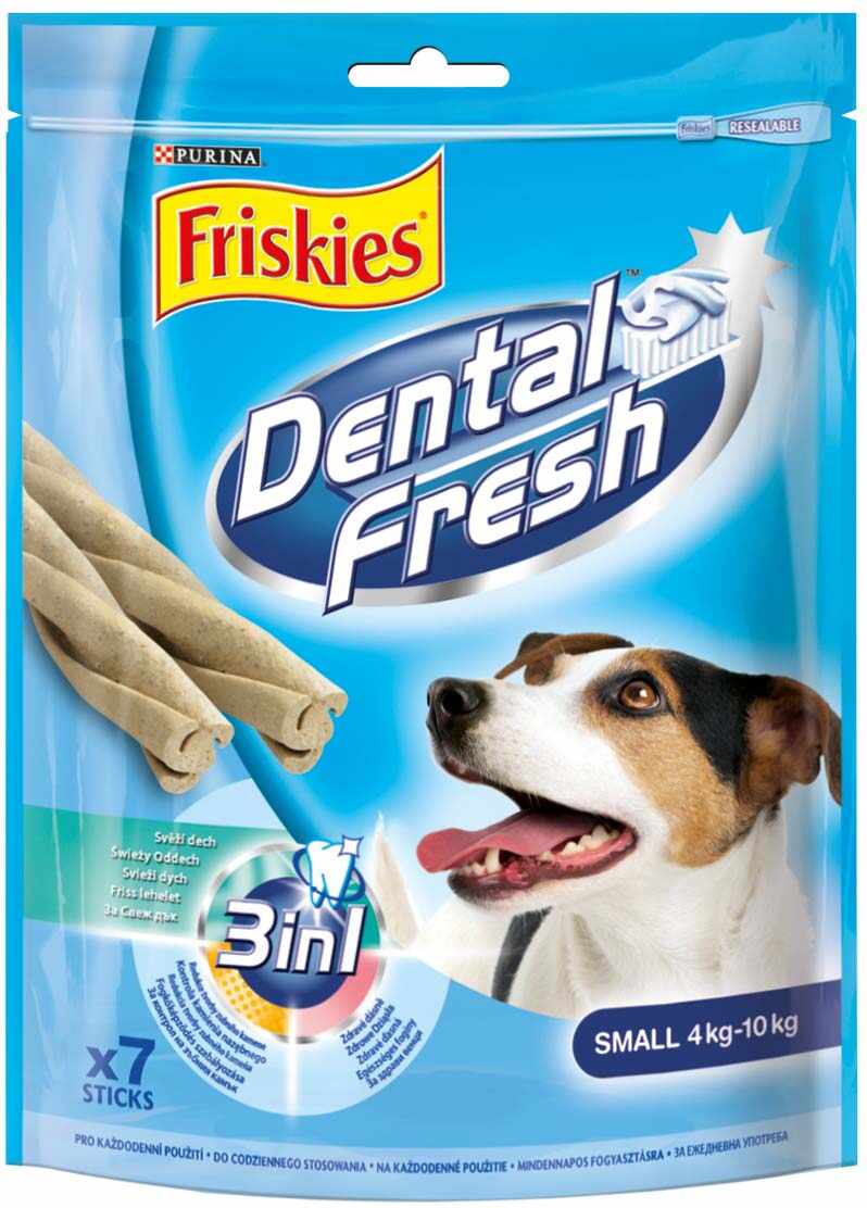 FRISKIES Recompense Dental Fresh 3-în-1 pt câini de Talie Mică, 110g