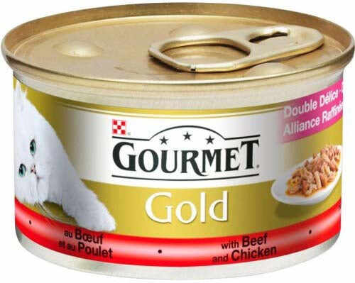 GOURMET Gold Conservă pentru pisici Double Pleasure cu Vită şi Pui 85g