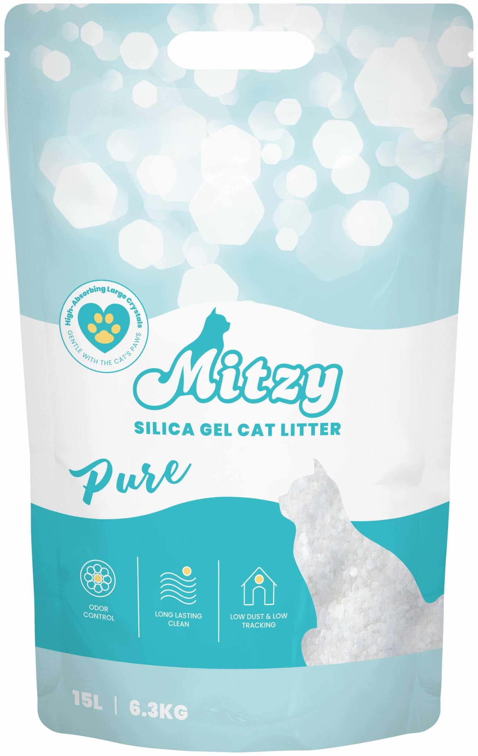 MITZY Silicat Gel Pure, Nisip silicat pentru pisici 15L/6,3kg