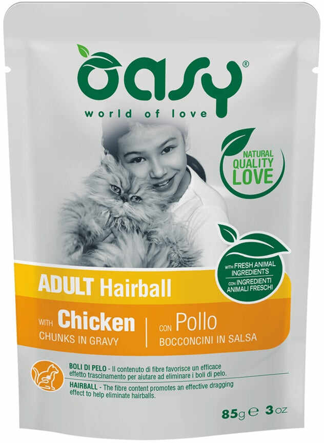 OASY Chunks in Gravy Plic pentru pisici, Hairball 85g