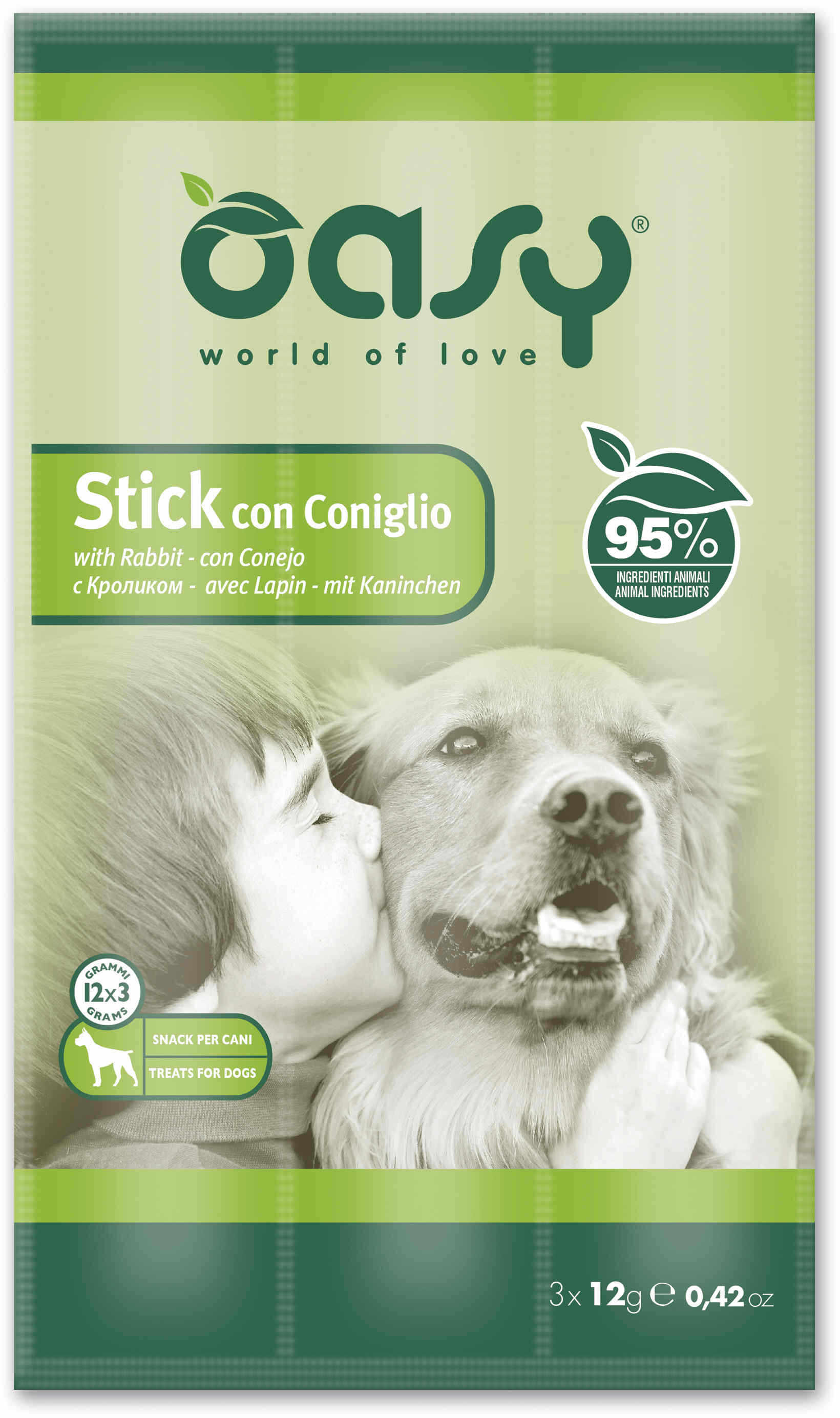 OASY Delicatese pentru câini, Sticks cu Iepure 3x12g