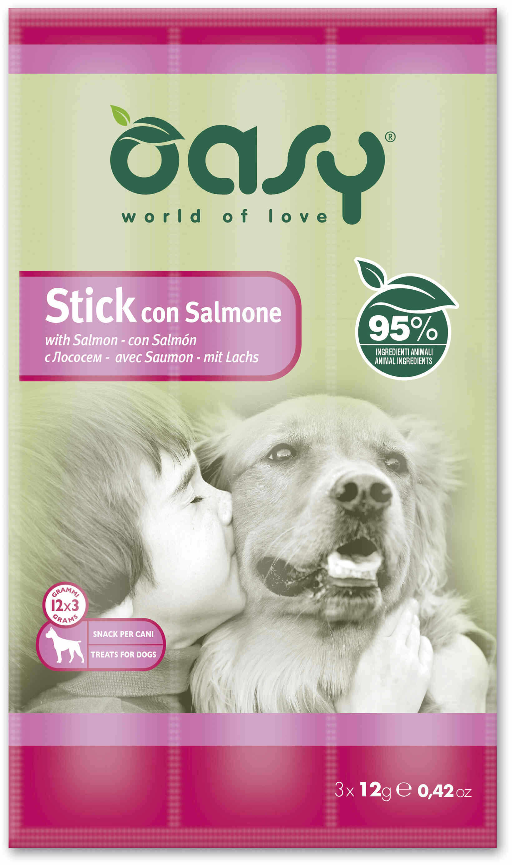 OASY Delicatese pentru câini, Sticks cu Somon 3x12g