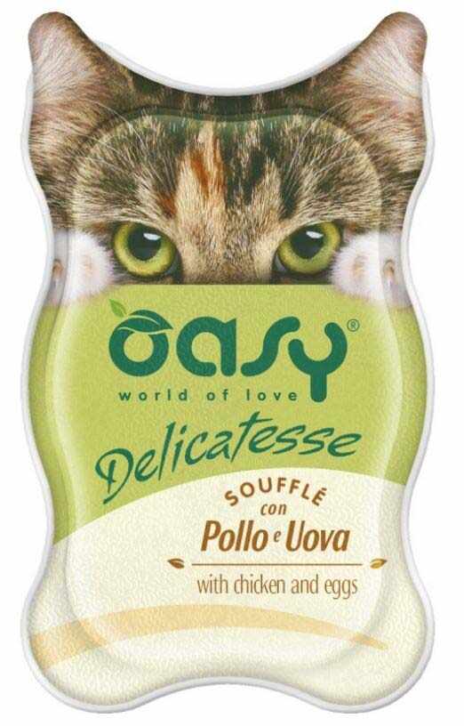 OASY Delicatesse Souffl Pate pentru pisici, cu Pui şi Ou 85g