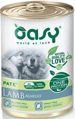OASY ONE Conservă monoprot. pentru câini, Ad. Medium/Large, Pate cu Miel 400g