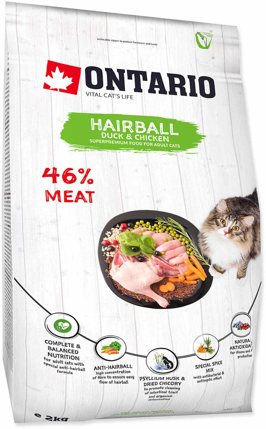 ONTARIO Hrană uscată pentru pisici adulte, Hairball