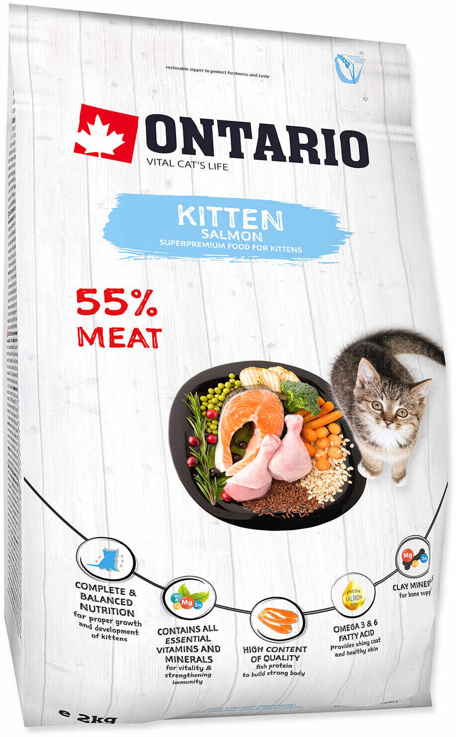 ONTARIO KITTEN Hrană uscată pentru pisicuţe, cu Somon