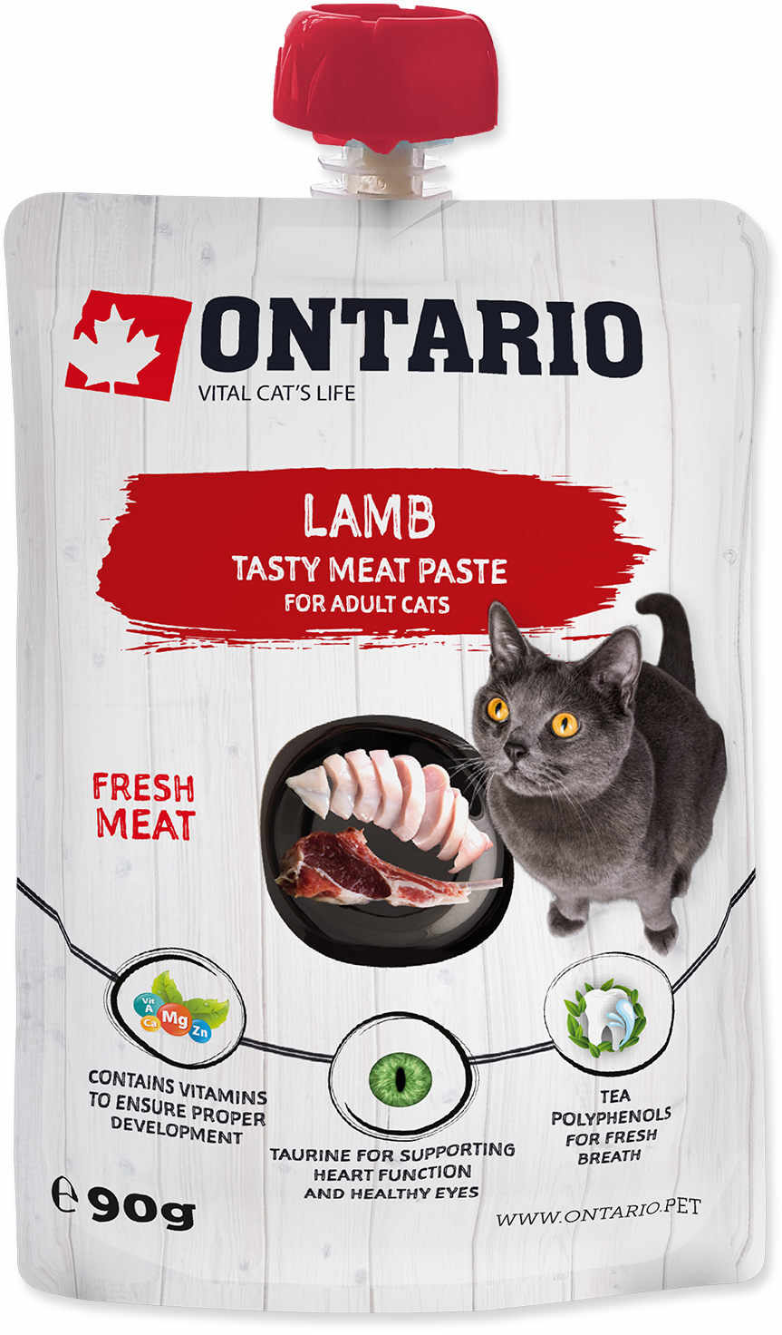 ONTARIO Pastă pentru pisici adulte, carne proaspătă de Miel 90g