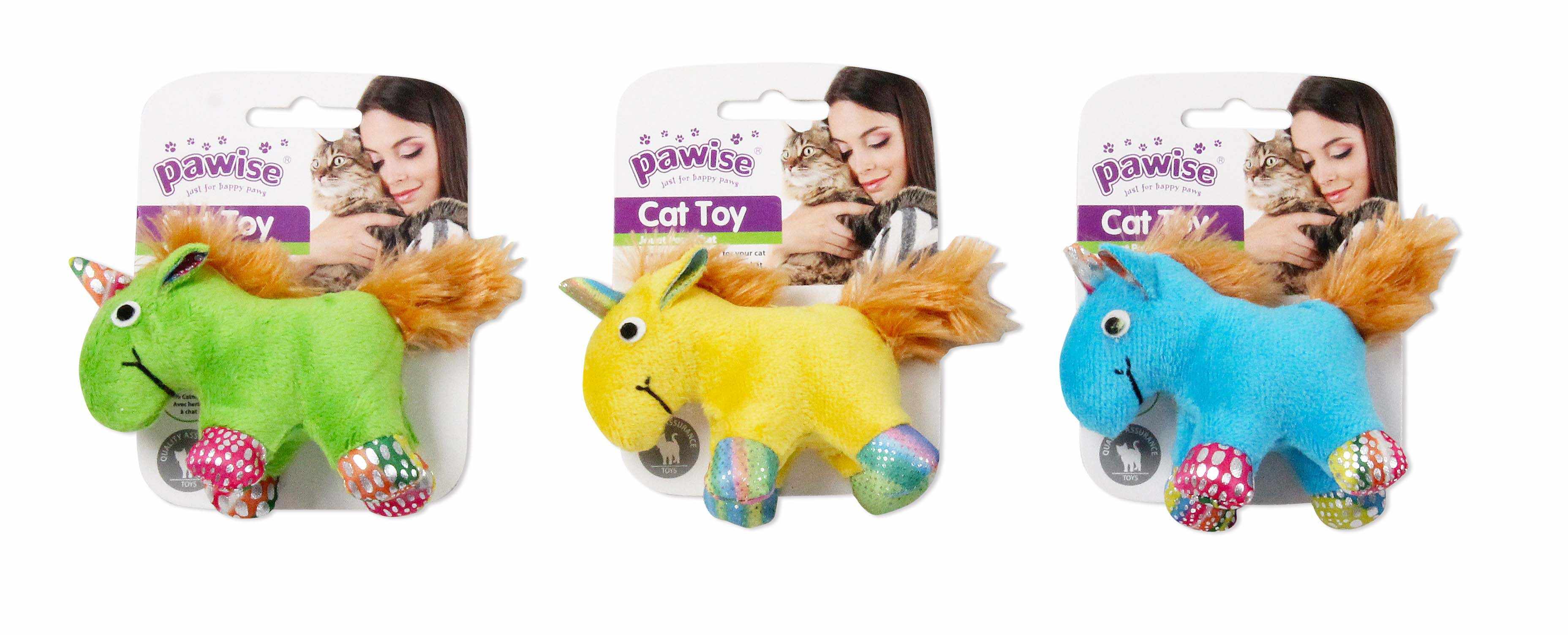 OUTLET PAWISE Jucărie pt pisici Unicorn, din pluş cu Iarba pisicii, div culori
