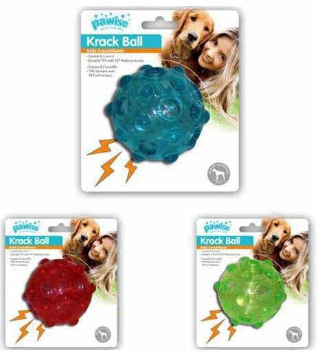 PAWISE Jucărie pentru câini Krack Ball cu sunet, diverse culori,7.5cm