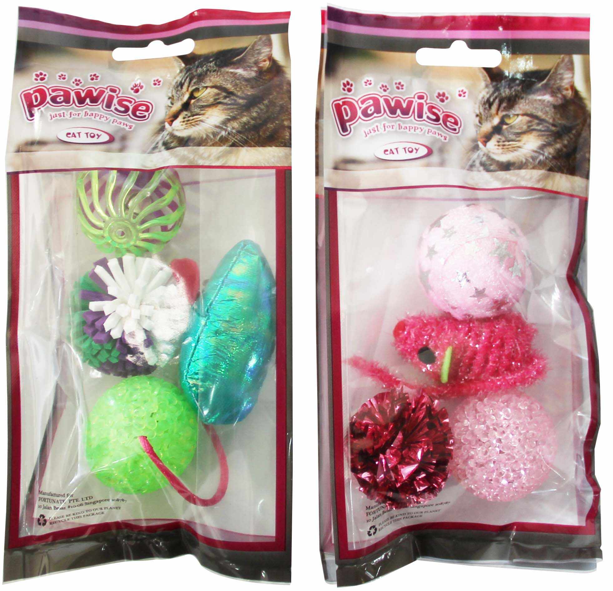 PAWISE Jucărie pentru pisici Set 4 jucării asortate, diverse modele şi culori
