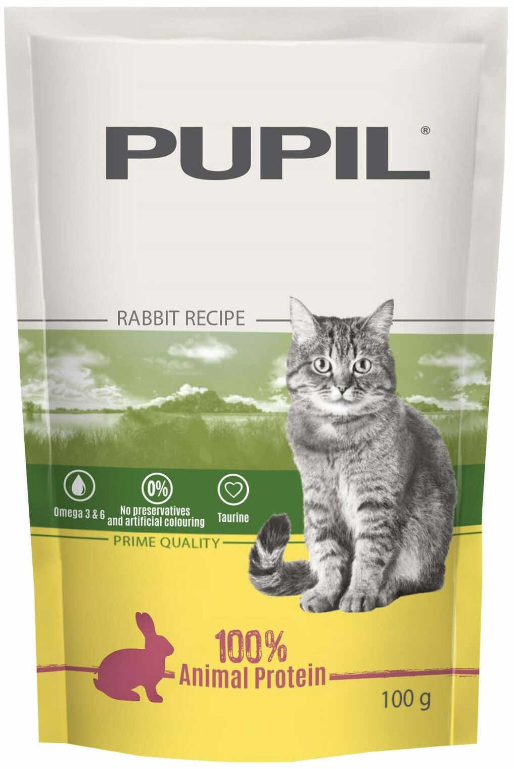 PUPIL PRIME Plic, Hrană umedă pentru pisici, cu Iepure 100g