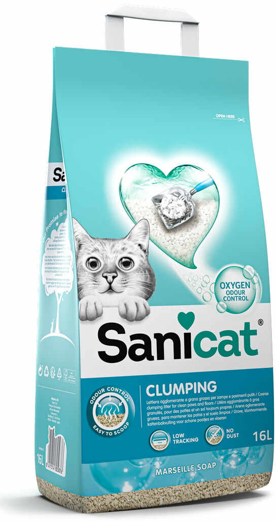SANICAT Clumping Nisip pentru pisici Marseille soap, bentonită
