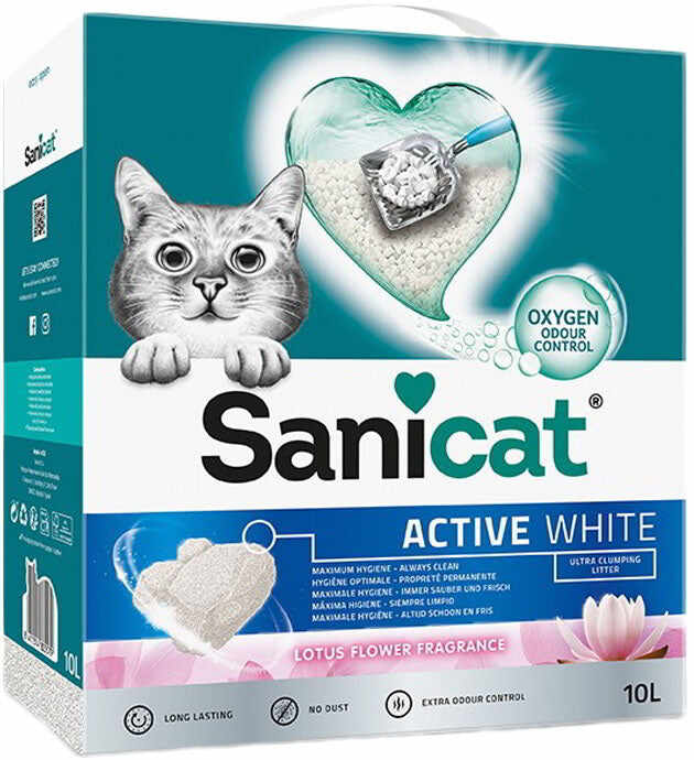 SANICAT Nisip igienic pentru pisici Active White Lotus Flower 10L/8,5kg