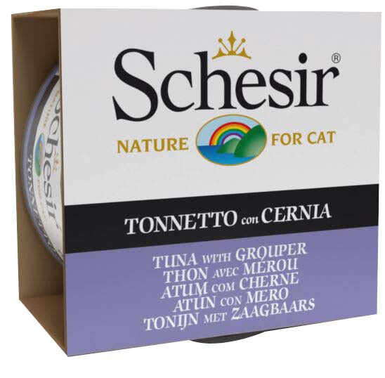 SCHESIR Sea Specialities Conservă pentru pisici Ton cu Garoupa 85g