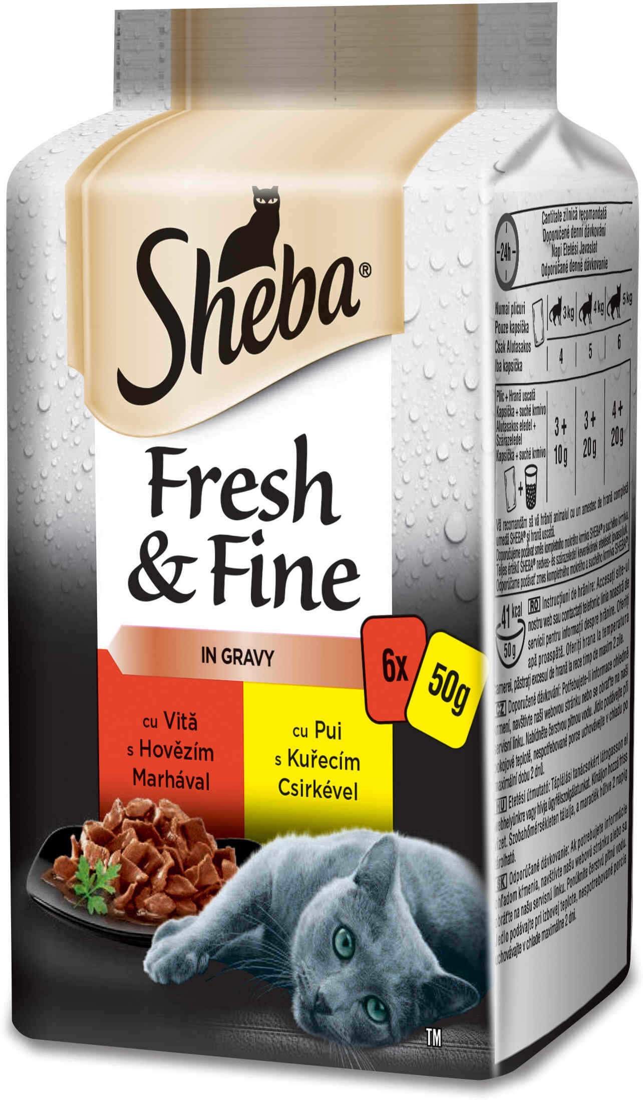 SHEBA Fresh&Fine plicuri Mini selecţii Mixte, pentru pisici adulte 6x50g
