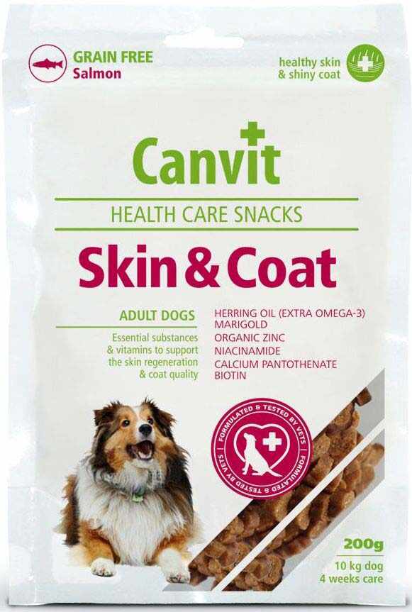 CANVIT Skin & Coat Delicatesă pentru câini, fără cereale cu Somon 200g
