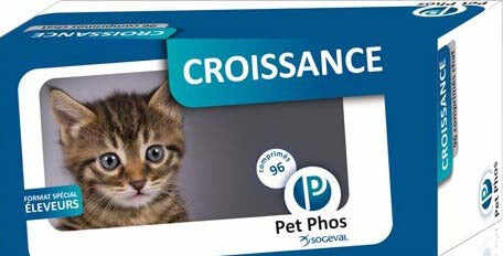 PET PHOS Felin Croissance Supliment vitamino-mineral pt pisici, 96 tablete 195mg