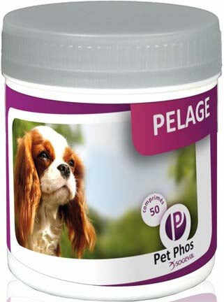 PET PHOS Special Pelage Supliment vitamino-mineral pentru câini, 50 tablete