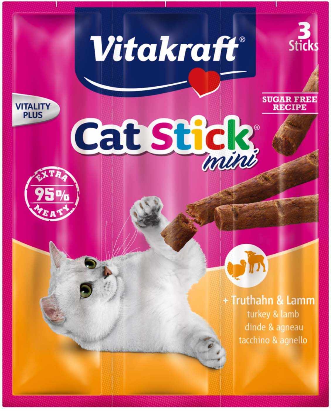VITAKRAFT Baton Mini Recompensă pentru Pisici, cu Miel şi Curcan