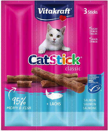 VITAKRAFT Baton Mini Recompense pentru pisici, cu Somon şi Păstrăv