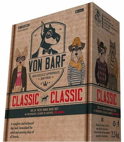 VON BARF Classic, hrană crudă congelată pentru câini 2,5kg