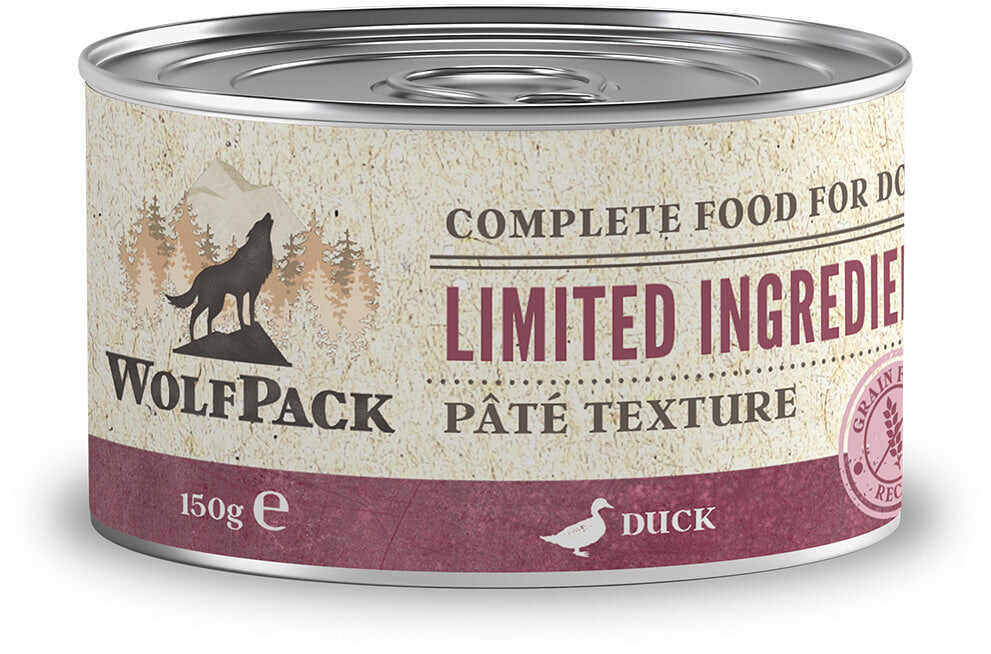 WOLFPACK Conservă pentru câini, cu număr limitat de ingrediente, Raţă