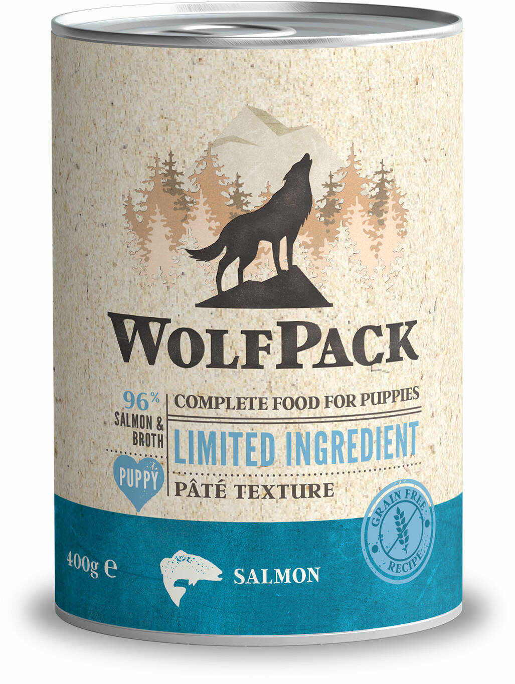 WOLFPACK Conservă pentru PUPPY, cu număr limitat de ingrediente, Somon