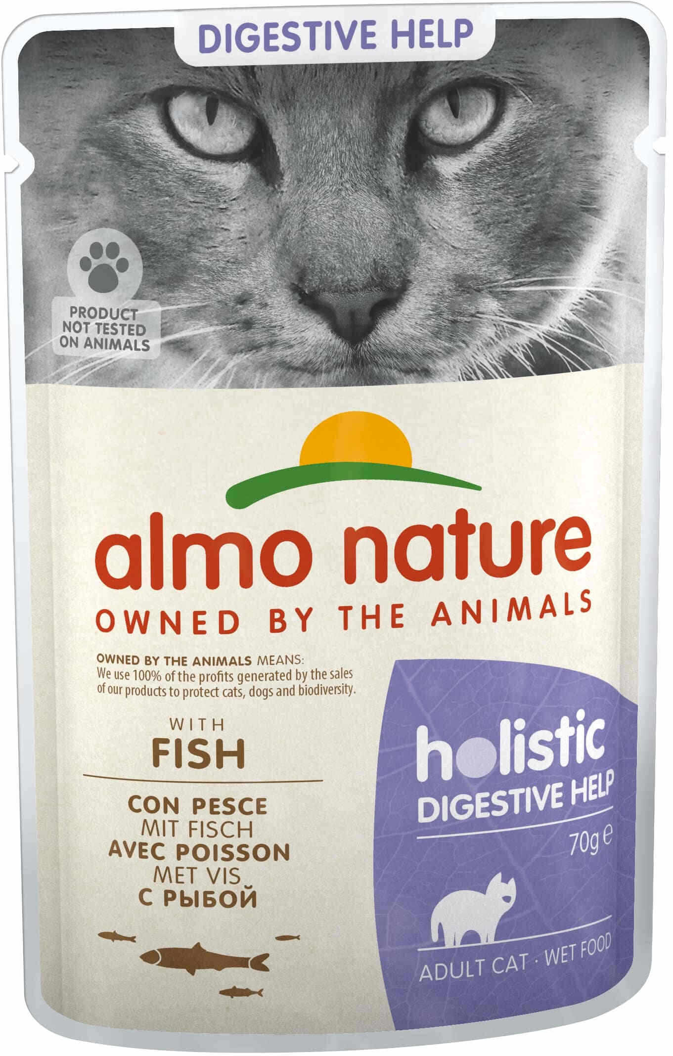 ALMO NATURE HOLISTIC Plic pentru pisici Digestive Help, cu peşte 70g