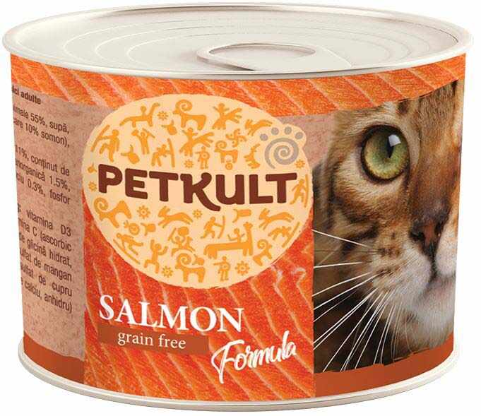 PETKULT Conservă pentru pisici, cu Somon 185g