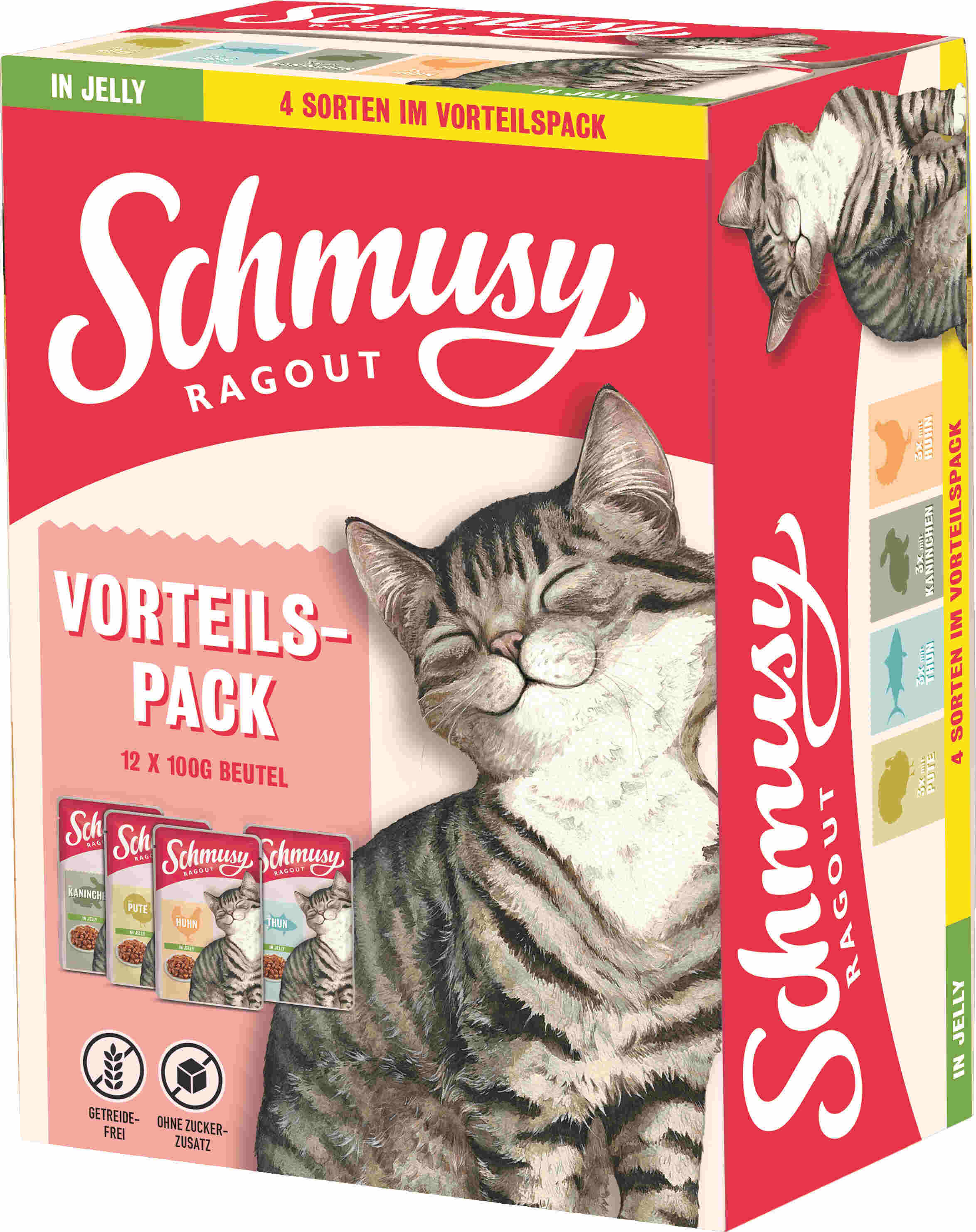 SCHMUSY Ragout Pachet plicuri pentru pisici, în gelatină 12 x 100g