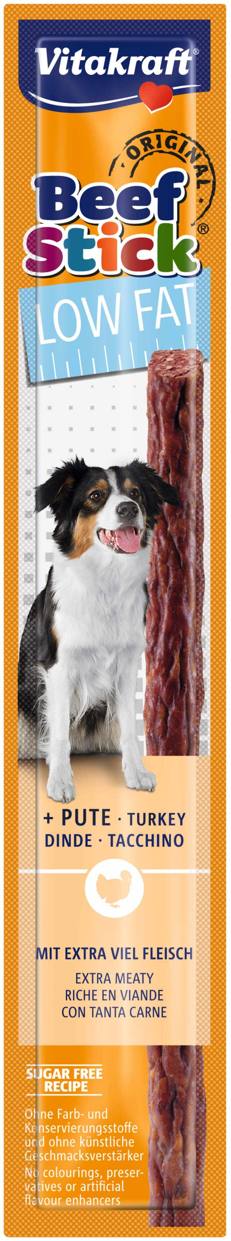 VITAKRAFT Delicatese pentru câini Beef Stick LOW FAT cu Curcan, 1 bucată, 12g