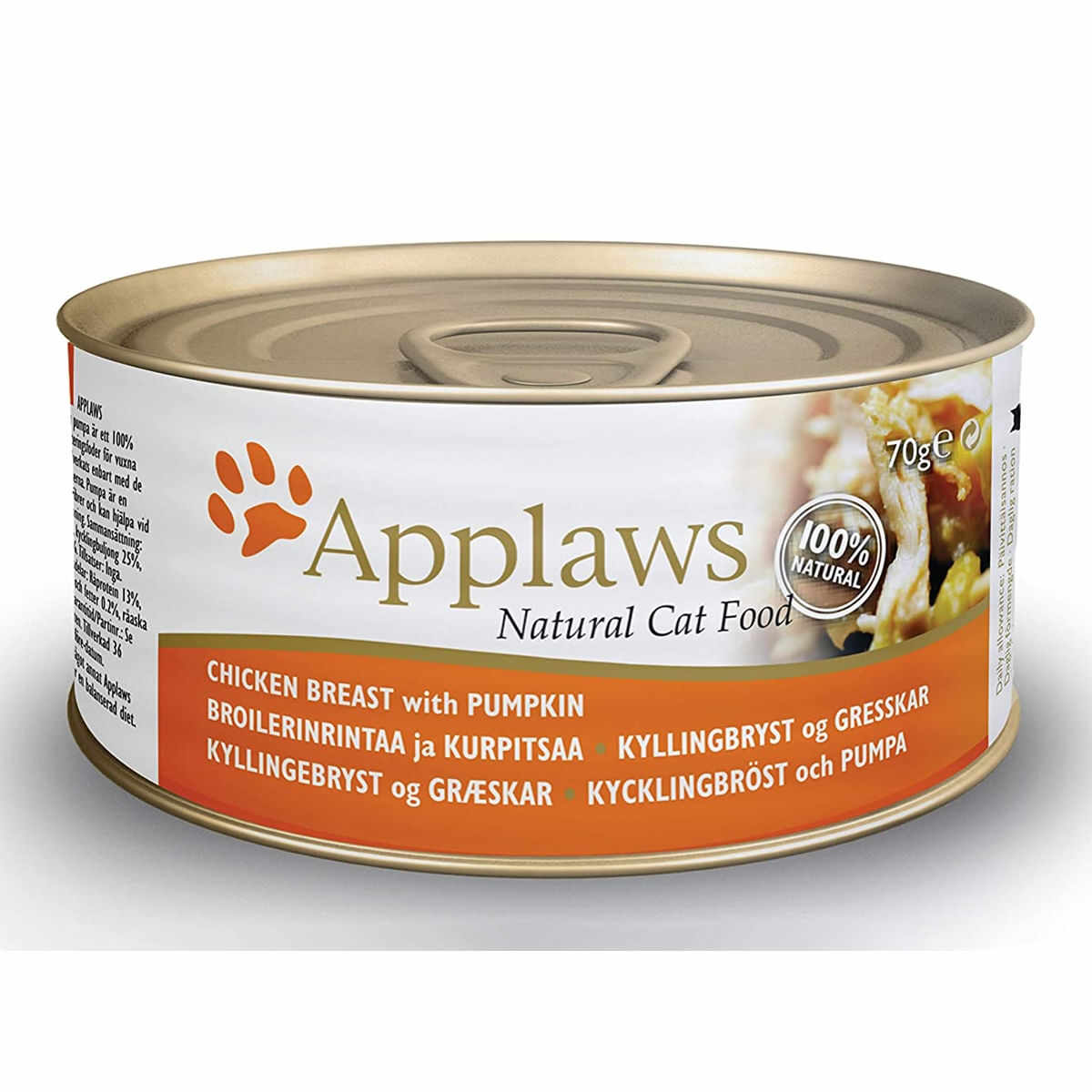APPLAWS, Piept Pui și Dovlecel, conservă hrană umedă pisici, (în supă), 70g