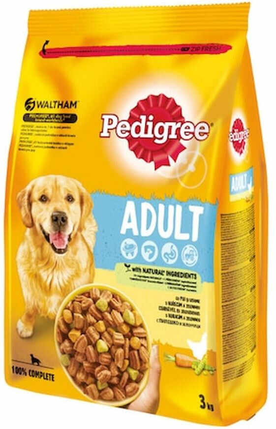 PEDIGREE Hrană uscată pentru câini adulţi, cu Pui şi Legume 3kg