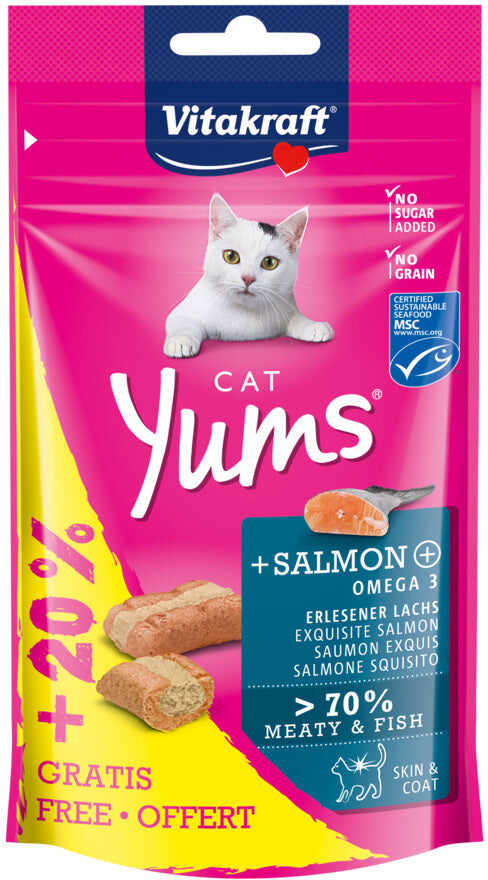 VITAKRAFT Delicatese pentru pisici Cat Yums cu Somon 40g+20% GRATIS