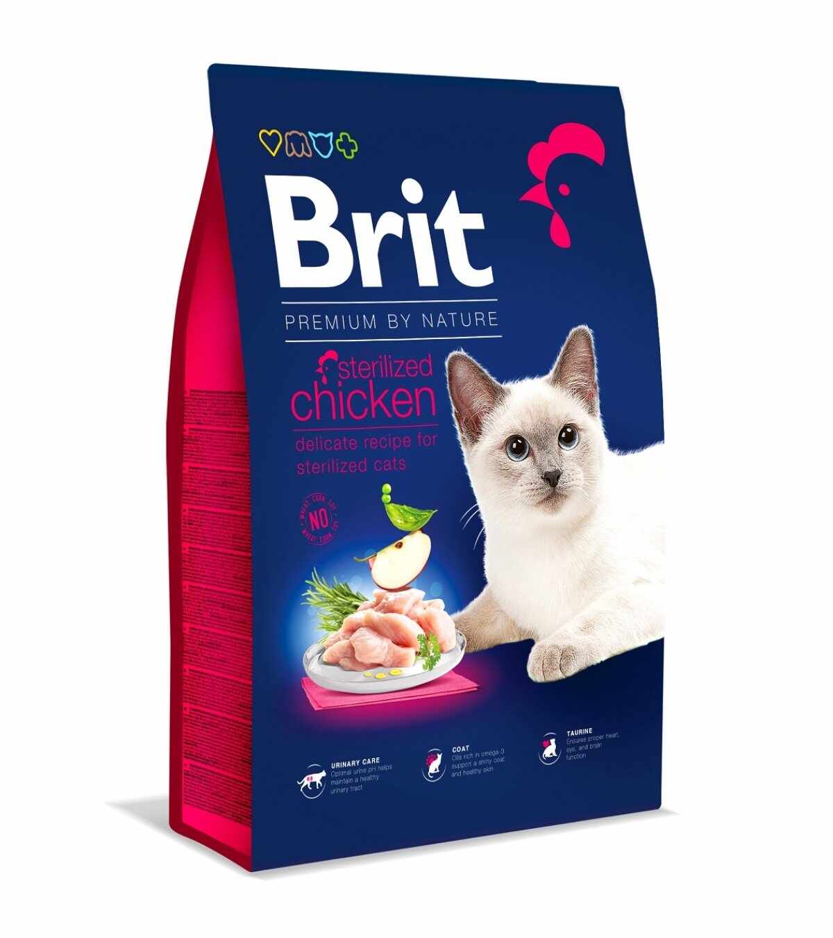 BRIT Premium by Nature Sterilised, Pui, hrană uscată pisici, 8kg