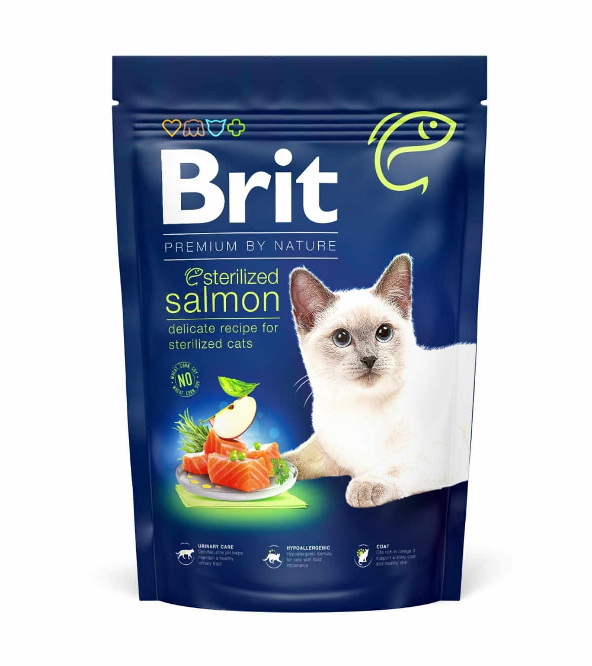BRIT Premium by Nature Sterilized, Somon, hrană uscată pisici sterilizate, 1.5kg