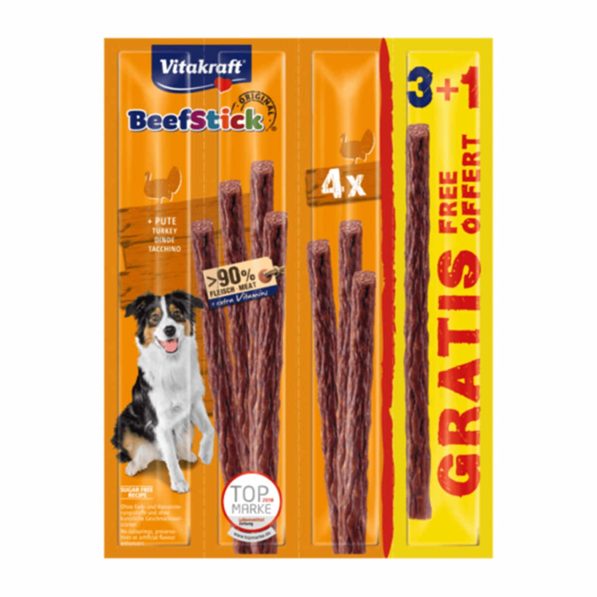 Vitakraft Beef Stick pentru câini,cu curcan,48g, 3+1 Promo