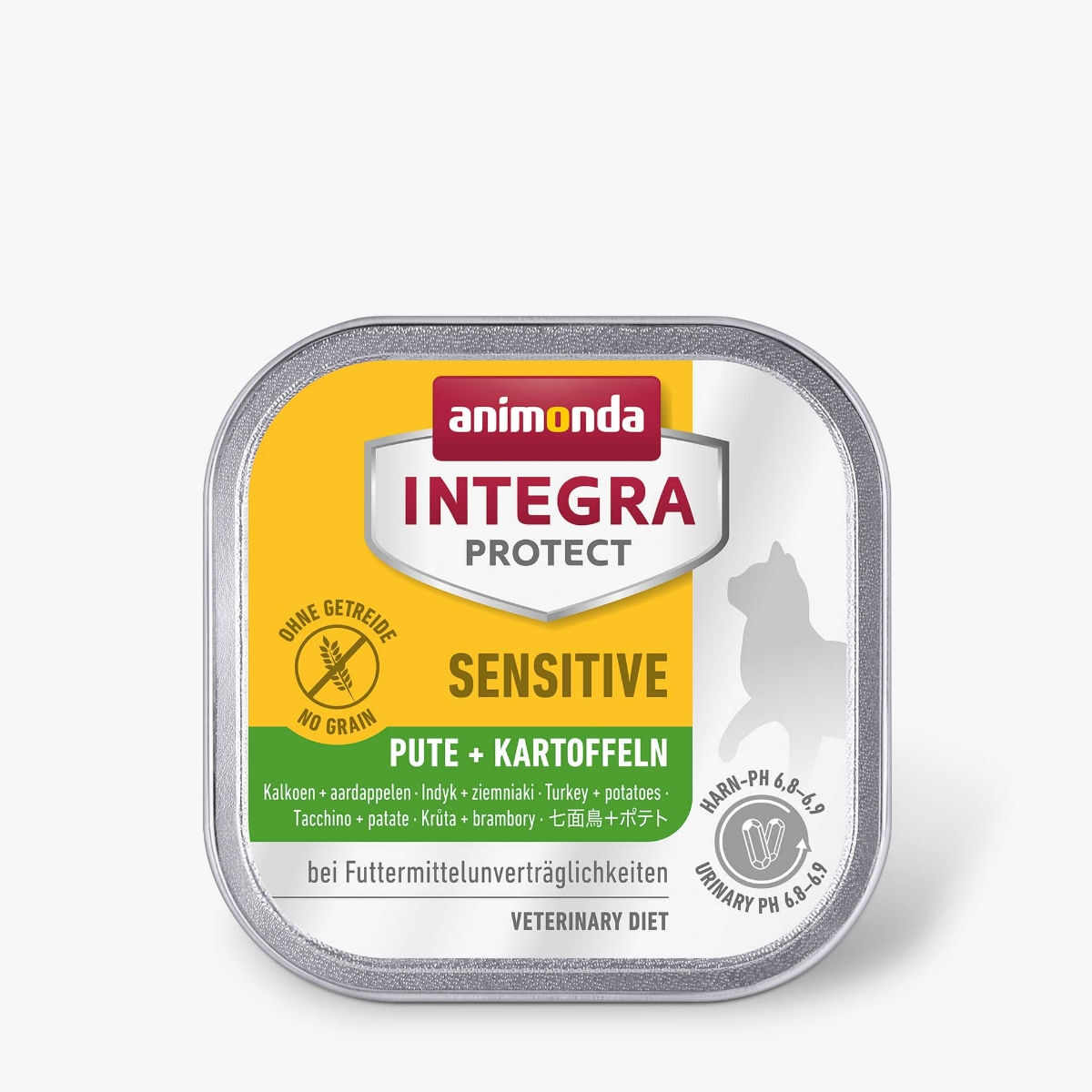 INTEGRA PROTECT Sensitive, Curcan și Cartofi, dietă veterinară, tăviță hrană umedă fără cereale pisici, alergii, sistem digestiv, (în aspic), 100g