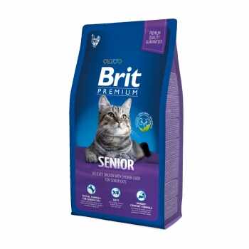 BRIT Premium Senior, Pui, hrană uscată pisici senior, 8kg