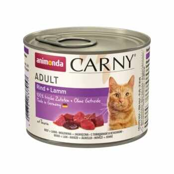CARNY, Vită și Miel, conservă hrană umedă pentru pisici, (In aspic), 200g