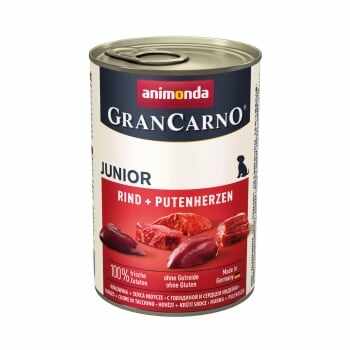 GRANCARNO, Junior, vită și inimă, conservă hrană umedă câini, (in aspic), 800g